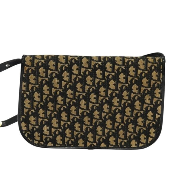 Christian Dior Trotter Canvas Shoulder Bag Navy Gold Auth BD2210 - Picture 2 of 16